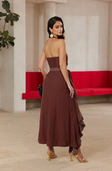 Midnight Soiree Halter Maxi Dress Brown