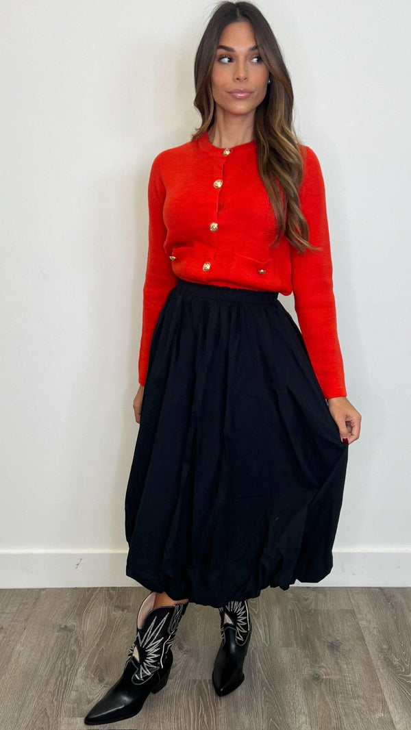 Giselle Black Bubble Midi Skirt - PRINZZESA BOUTIQUE