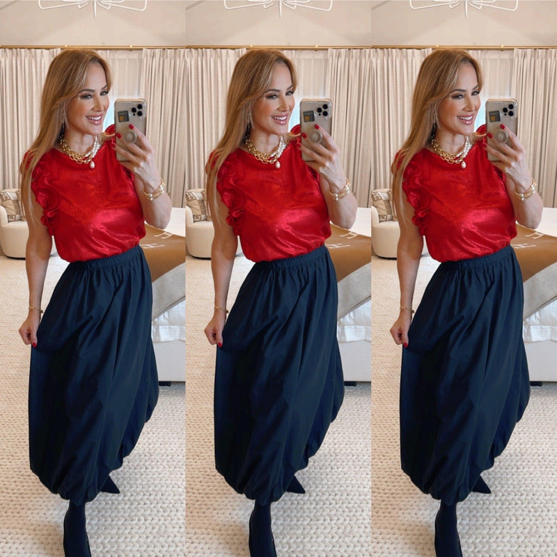 Giselle Black Bubble Midi Skirt - PRINZZESA BOUTIQUE