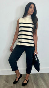 Senara Natural Black High Neck Top - PRINZZESA BOUTIQUE
