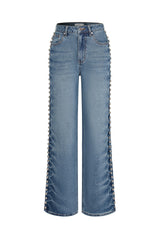 Stud Detail Wide Leg Pants