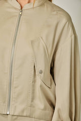 Balloon Sleeve Bomber Jacket Almond