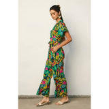 Tropical Collared Button Front Jumpsuit
