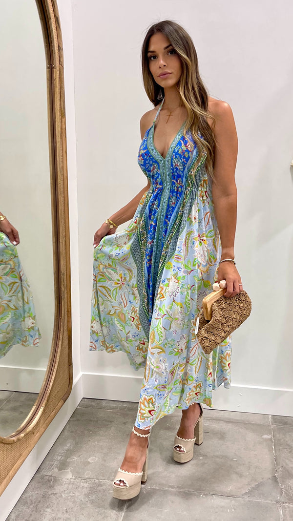 Kelly Halter Tie Back Scarf Summer Dress