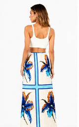 Coastal Orchid Wrap Skirt Blue