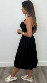 Veronica Black Midi Balloon Dress - PRINZZESA BOUTIQUE
