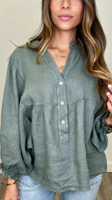 Lorenza Linen Top - PRINZZESA BOUTIQUE