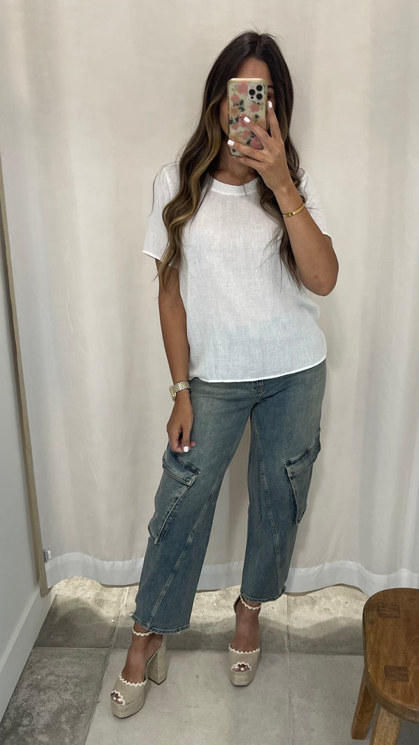 Alexa White Basic Blouse top