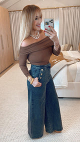 Daphne Root Beer Knit Top