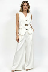 Elegant Sleeveless Two-piece Set Ivory