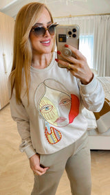 Reina Khaki Sweatshirt - PRINZZESA BOUTIQUE