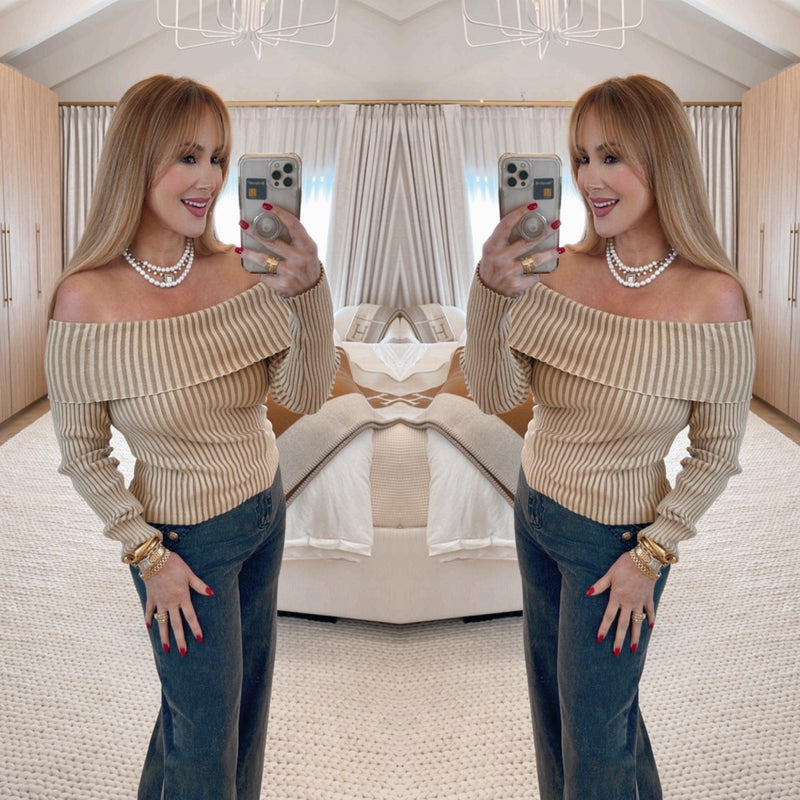 Eliana Taupe Off Shoulder Top