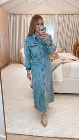 Sabrina Denim Maxi Dress - PRINZZESA BOUTIQUE