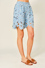 FLOWER EYELET SHORTS