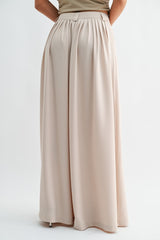 Beige Tailored Flow Wide Leg Pants