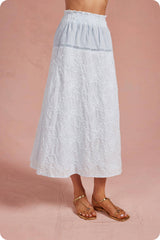 Floral Embroidery Cotton Lace Trim Skirt Top Set