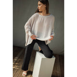 BOAT NECK OVERSIZE TOP WITH SMOCKED CUFF SLEEVE