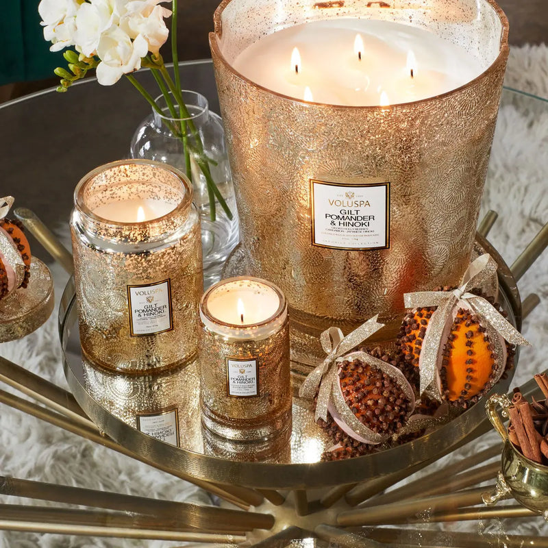 5 WICK 123 OZ HEARTH CANDLE GILT POMANDER & HINOKI - PRINZZESA BOUTIQUE