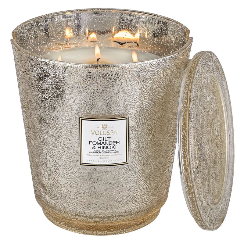 5 WICK 123 OZ HEARTH CANDLE GILT POMANDER & HINOKI - PRINZZESA BOUTIQUE