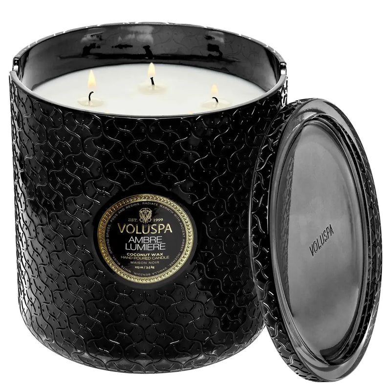 5 Wick Hearth Candle Amber Lumiere - PRINZZESA BOUTIQUE