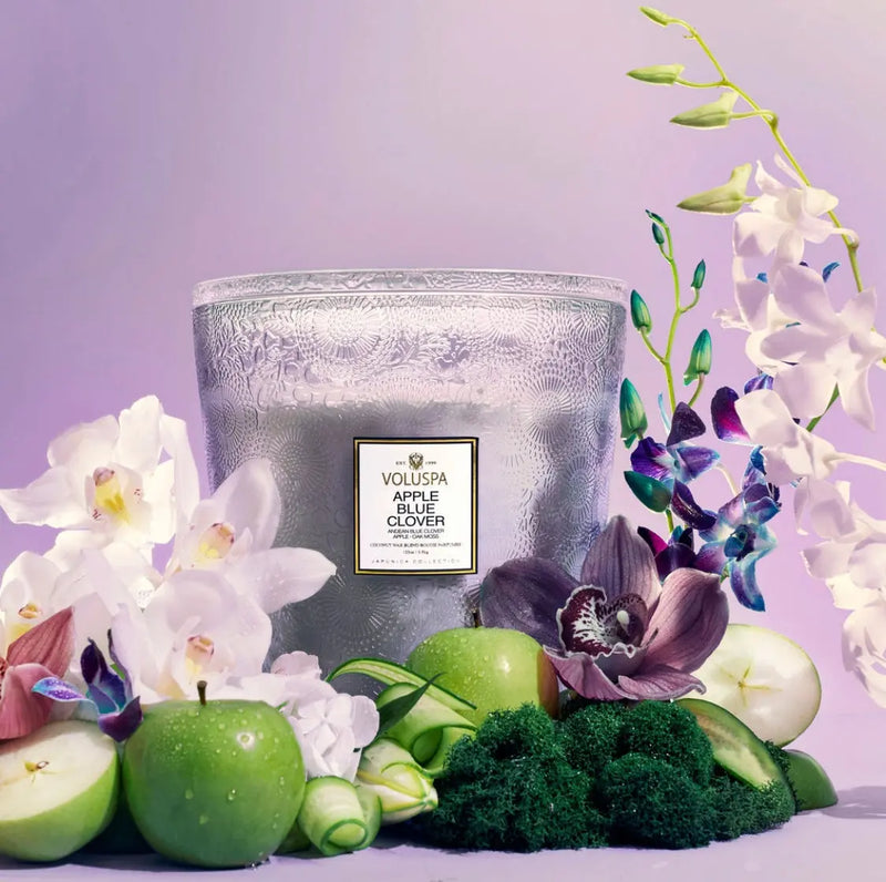 5 Wick Hearth Candle Apple Blue Clover - PRINZZESA BOUTIQUE