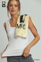 Double Lined Scoop Neck Camisole White