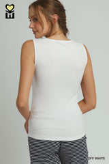 Double Lined Scoop Neck Camisole White
