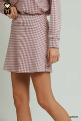 Mauve Gingham Plaid Skort