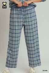 Denim British Plaid Straight Leg