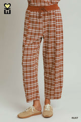 Rust British Plaid Straight Leg