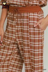 Rust British Plaid Straight Leg
