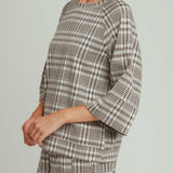 Fleece Plaid Raglan Straight Leg Pants