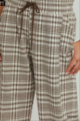 Fleece Plaid Raglan Straight Leg Pants