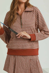Jacquard Half Zip Long Sleeve Pullover