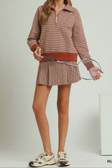 Jacquard Half Zip Long Sleeve Pullover