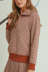 Jacquard Half Zip Long Sleeve Pullover