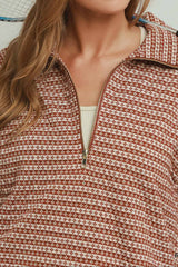 Jacquard Half Zip Long Sleeve Pullover