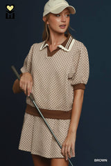 Jacquard Knit Pullover With Lace Trim Collar