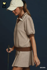 Jacquard Knit Pullover With Lace Trim Collar