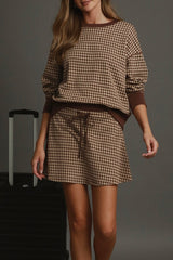 Gingham Long Sleeve Pullover Sweatshirt