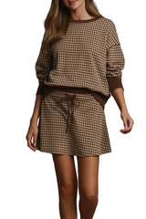 Gingham Long Sleeve Pullover Sweatshirt