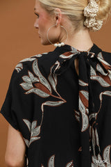 Embroidered Floral Mock Neck Dolman Sleeve Top