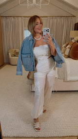 2 pc flower top with cargo pants