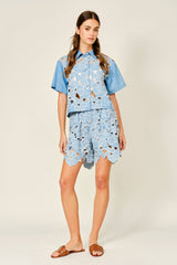 FLOWER EYELET SHORTS