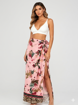 Safari Paradise Wrap Maxi Skirt Pink