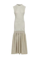 Mock-neck Drop-waist Sweater Midi Dress Natural