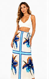 Coastal Orchid Wrap Skirt Blue