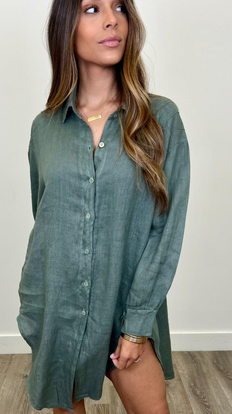 Martina Linen Button Up Dress