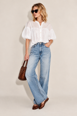 Puff Sleeve Italian Blouse in White