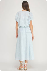 Floral Embroidery Cotton Lace Trim Skirt Top Set